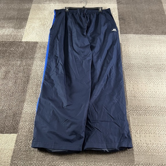 Russell Athletic Baggy Wide Leg Track Pants‎ Men's 2XL Blue Drawstring Zip Ankle - Picture 1 of 11